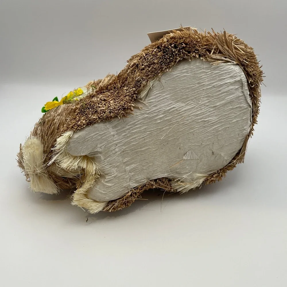 Boston International Baran Floral Bunny Sisal Straw Easter Rabbit Figurine 9in